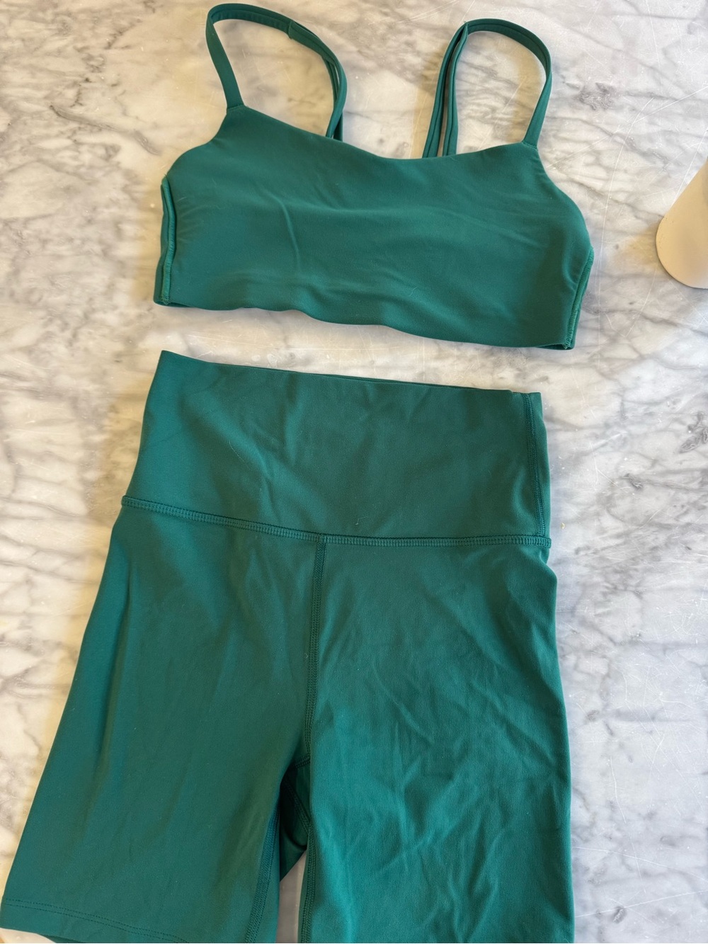 High-Waist Green Biker Shorts & matching bra set